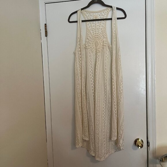 Xhilaration Size Large/Extra Large Crochet Kimono Sleeveless - Picture 1 of 8